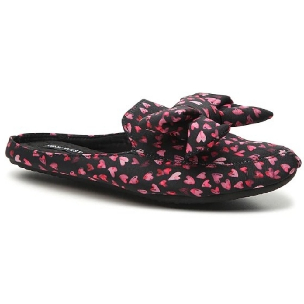 Nine West Heart Large Bow Mule Slippers